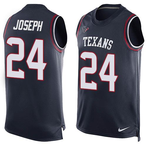  Texans #24 Johnathan Joseph Navy Blue Team Color Men's Stitched NFL Limited Tank Top Jersey